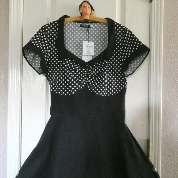 Retro Pinup Rockabilly Style Dress ACEVOG NWT Size Medium - Picture 7 of 9